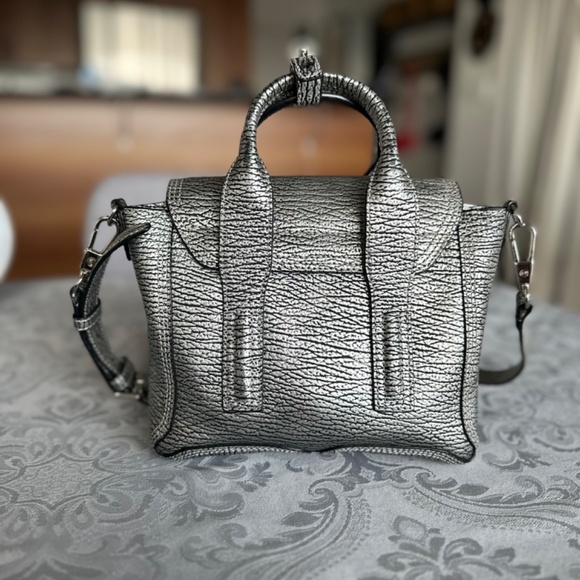 Philip Lim Pashli Mini Leather Satchel Bag Silver - Picture 7 of 8